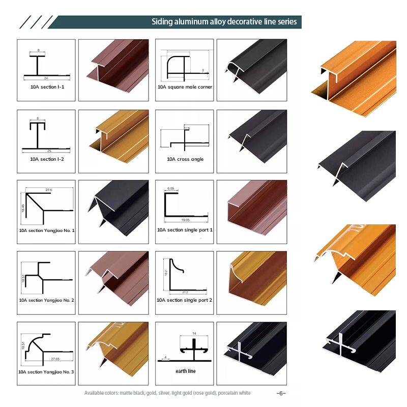 Aluminium decoratieve lijnen die de randen van tegels beschermen en decoreren