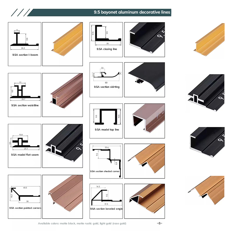 Aluminium decoratieve lijnen die de randen van tegels beschermen en decoreren