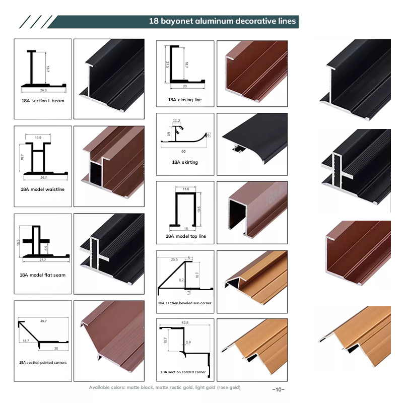 Aluminium decoratieve lijnen die de randen van tegels beschermen en decoreren